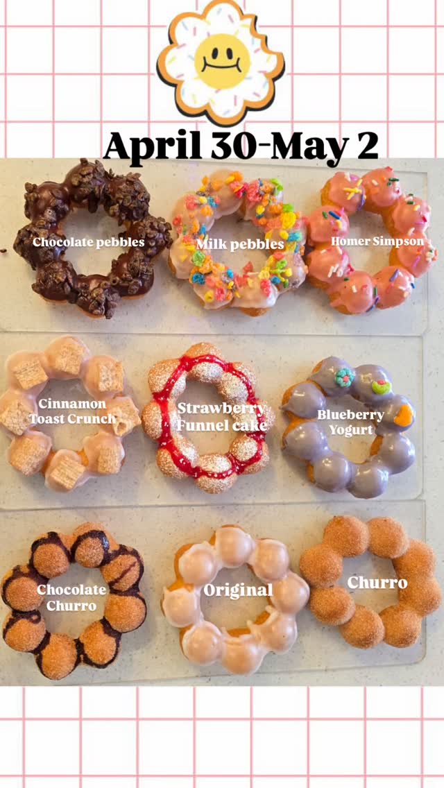 Weekly mochi donut spread with all flavors